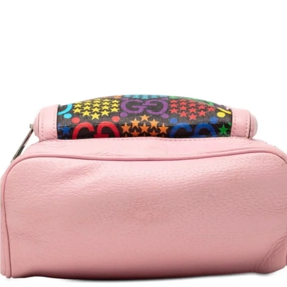 Gucci Rainbow GG Logo Canvas Backpack with Pink Leather Gucci Psychedelic Backk - Picture 4 of 4